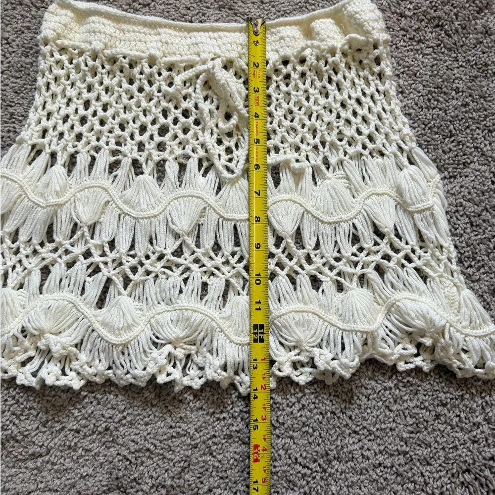 Boho Crochet Mini Skirt - Cream